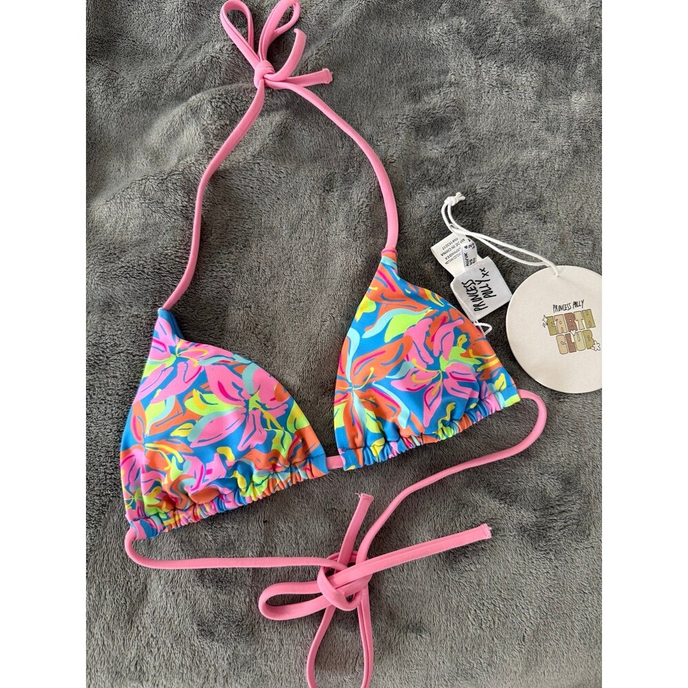 Princess Polly Floral Print Pink Bikini Top - Size 2 (XS)